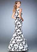 Picture of: Monochromatic Floral Print Mermaid Prom Dress in Print, Style: 22494, Back Picture