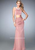 Picture of: Two Piece Jersey Prom Dress with Ruched Skirt and Pearls in Pink, Style: 22498, Main Picture