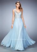 Picture of: Long Chiffon Prom Dress with Sheer Straps and Back in Blue, Style: 22499, Main Picture