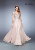 Picture of: Long Chiffon Prom Dress with Sheer Straps and Back in Blush Style: 22499, Detail Picture 1