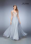 Picture of: Long Chiffon Prom Dress with Sheer Straps and Back in Silver Style: 22499, Detail Picture 2
