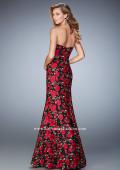 Picture of: Floral Lace Mermaid Gown with Rhinestones in Print, Style: 22507, Back Picture
