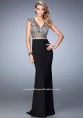 Picture of: Fully Encrusted Jersey Prom Dress with Lace in Black, Style: 22509, Main Picture
