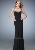 Picture of: Long Jersey Prom Dress with Stud Detailing in Black, Style: 22513, Main Picture
