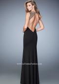 Picture of: Long Jersey Prom Dress with Stud Detailing in Black, Style: 22513, Back Picture