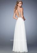 Picture of: V Neck Chiffon Prom Dress with Vintage Beading in White, Style: 22517, Back Picture