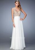 Picture of: V Neck Chiffon Prom Dress with Vintage Beading in White, Style: 22517, Detail Picture 1