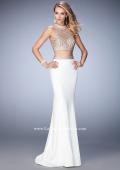 Picture of: Two Piece Studded Prom Dress with Mock Neck in White, Style: 22518, Detail Picture 1