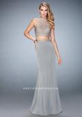 Picture of: Two Piece Studded Prom Dress with Mock Neck in Silver, Style: 22518, Detail Picture 3