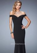 Picture of: Embellished Off the Shoulder Jersey Prom Gown in Black, Style: 22527, Main Picture