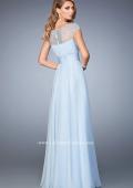 Picture of: Embellished Cap Sleeved Dress with Rhinestones in Blue, Style: 22535, Back Picture