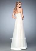 Picture of: Tulle A-line Gown with Striped Bodice and Satin Trim in White, Style: 22536, Back Picture