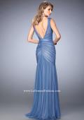 Picture of: Net Gown with Gathered Bodice and Soft Net Straps in Blue, Style: 22551, Back Picture