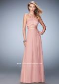 Picture of: Two Piece Prom Dress with Chiffon Skirt and Satin Top in Pink, Style: 22555, Detail Picture 2