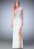 Picture of: Embroidered Jersey Prom Dress with Rhinestones in White, Style: 22580, Detail Picture 1