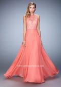 Picture of: Chiffon Prom Gown with Leaf Embroidery in Orange, Style: 22586, Detail Picture 1