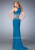 Picture of: Long Two Piece Embellished Prom Dress with leg slit in Blue, Style: 22592, Back Picture