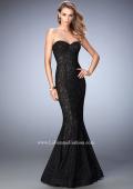 Picture of: Lace Mermaid Prom Dress Gold Shimmer Lining in Black, Style: 22599, Main Picture
