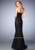 Picture of: Lace Mermaid Prom Dress Gold Shimmer Lining in Black, Style: 22599, Back Picture