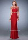 Picture of: Embellished Jersey Prom Dress with Cut Out Neckline in Red, Style: 22600, Detail Picture 1