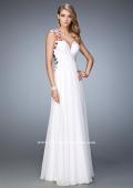 Picture of: Floral Embroidered Chiffon Prom Gown in White, Style: 22610, Back Picture