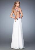 Picture of: Floral Embroidered Chiffon Prom Gown in White, Style: 22610, Detail Picture 1