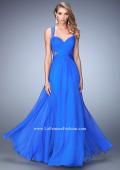 Picture of: Long Floral Chiffon Gown with Sweetheart Neckline in Blue, Style: 22612, Main Picture