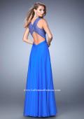 Picture of: Long Floral Chiffon Gown with Sweetheart Neckline in Blue, Style: 22612, Back Picture