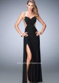 Picture of: Embroidered Net Prom Gown with Open Back in Black, Style: 22616, Main Picture