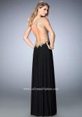 Picture of: Embroidered Net Prom Gown with Open Back in Black, Style: 22616, Back Picture