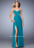 Picture of: Embroidered Net Prom Gown with Open Back in Green, Style: 22616, Detail Picture 1