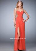 Picture of: Embroidered Net Prom Gown with Open Back in Orange, Style: 22616, Detail Picture 2
