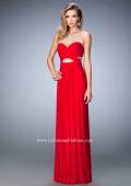 Picture of: Stoned Net Prom Gown with Side Cut Outs in Red, Style: 22624, Main Picture