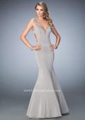 Picture of: Open Back Mermaid Prom Dress with Beaded Straps in Silver, Style: 22631, Main Picture