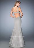Picture of: Open Back Mermaid Prom Dress with Beaded Straps in Silver, Style: 22631, Back Picture