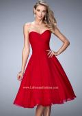 Picture of: Tea Length Party Dress with Gathered Bodice in Red, Style: 22638, Detail Picture 2