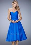 Picture of: Tea Length Party Dress with Gathered Bodice in Blue, Style: 22638, Detail Picture 3