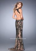 Picture of: Embroidered Dress with Train and Side Cut Outs in Black, Style: 22640, Back Picture