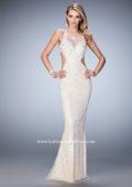 Picture of: Embroidered Dress with Train and Side Cut Outs in White, Style: 22640, Detail Picture 1