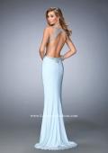 Picture of: Embellished Jersey Gown with Side Cut Outs in Blue, Style: 22642, Back Picture