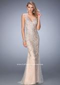 Picture of: Long Embellished Tulle Prom Gown with Sheer Back in Pink, Style: 22644, Main Picture