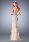 Picture of: Long Embellished Tulle Prom Gown with Sheer Back in Pink, Style: 22644, Back Picture
