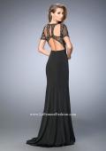 Picture of: Beaded Jersey Prom Dress with Sheer Bodice and Train in Black, Style: 22647, Main Picture