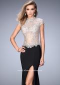 Picture of: Long Jersey Dress with Beading and Side Leg Slit in Black, Style: 22648, Main Picture