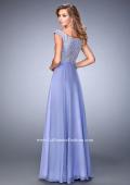 Picture of: Embellished Long Chiffon Gown with Boat Neckline in Purple, Style: 22649, Back Picture