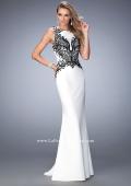 Picture of: Jersey Prom Dress with Train and Keyhole Back in White, Style: 22654, Main Picture
