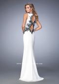 Picture of: Jersey Prom Dress with Train and Keyhole Back in White, Style: 22654, Back Picture