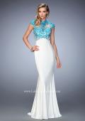 Picture of: Long Jersey Gown with mock Neck and Embroidery in White, Style: 22657, Main Picture