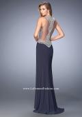 Picture of: Long Beaded Prom Dress with Side Slit and Train in Silver, Style: 22658, Back Picture