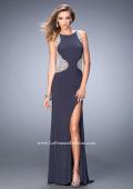 Picture of: Long Beaded Prom Dress with Side Slit and Train in Silver, Style: 22658, Detail Picture 1